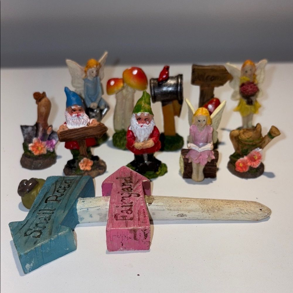 Garden Gnome and Fairy miniature Figurine Set